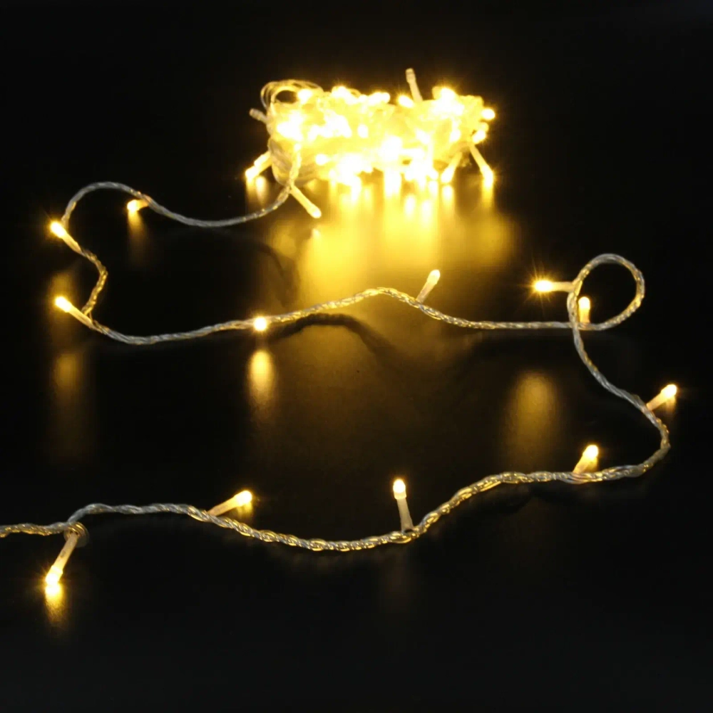 Гирлянда для дома «Мерцание Premium» 9,5 м 100 ламп LED прозр провод,1 реж.,IP-40, Теплый белый (возможность соединения)