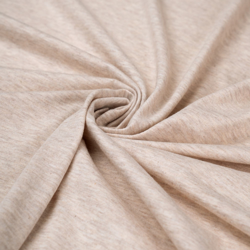 Кулирная гладь, 70% Хлопок, 30% ПЭ, 149 гр/м2, меланж бежевый (10419)