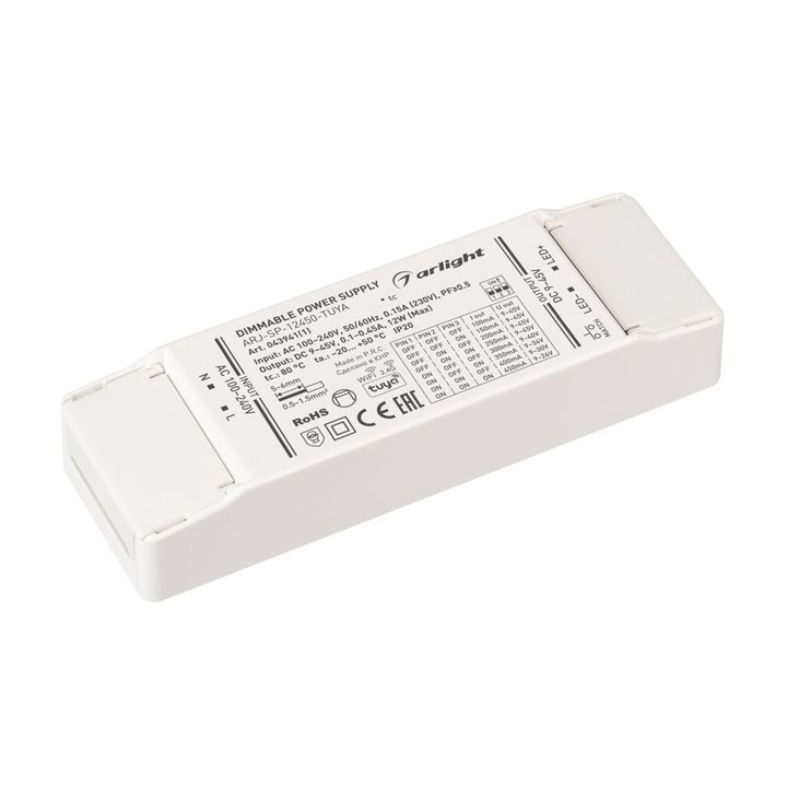 Блок питания ARJ-SP-12450-TUYA (12W, 9-45V, 0.1-0.45A, WiFi, 2.4G) Arlight 043941(1)
