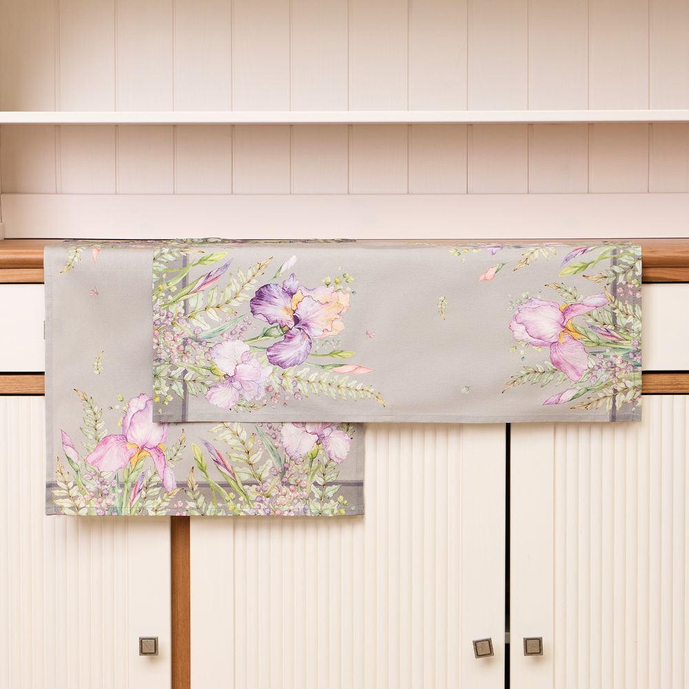 НАБОР ПОЛОТЕНЕЦ ИЗ 2 ШТ "ИРИСЫ"40Х60СМ,СЕРЫЙ,100% ХЛОПОК,ТВИЛ