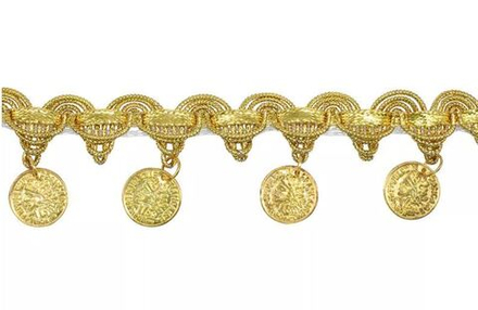 3AR115 Тесьма металлизированная с монистами 1,5см*9,14м (золото; 10228020/010323/3013190, КИТАЙ)