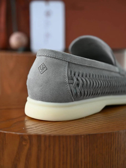Серые лоферы Loro Piana Summer Walk с плетением