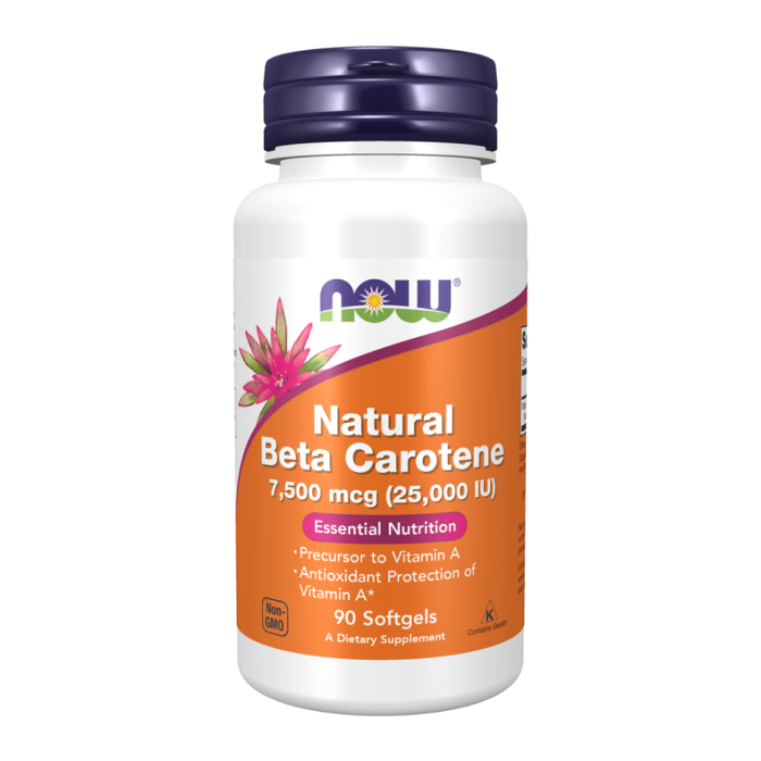 Бета-каротин (Витамин А) 25000 МЕ, Natural Beta Carotene 25000 IU, Now Foods, 90 капсул