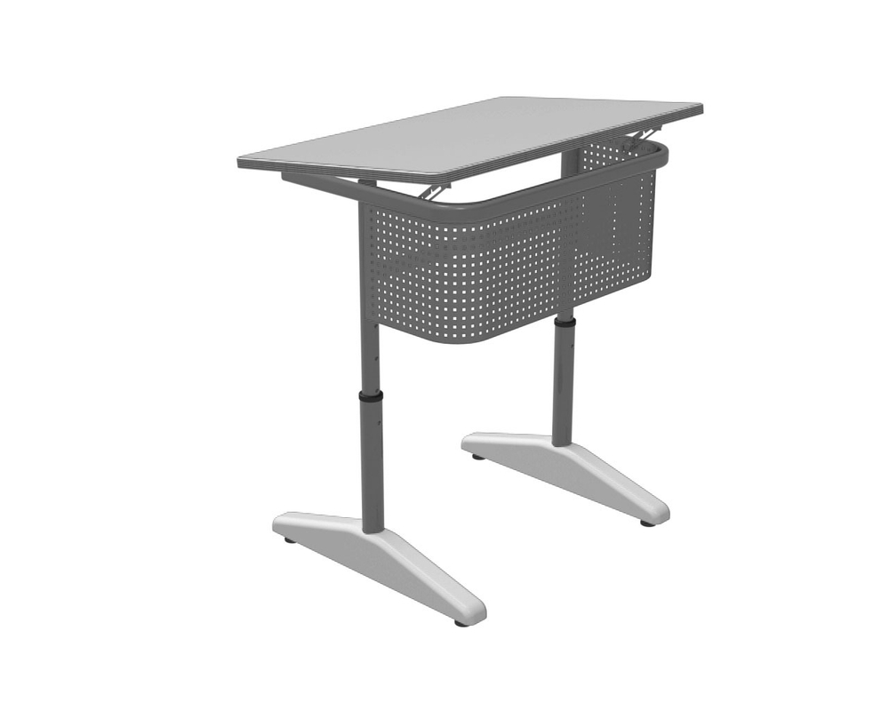 Парта одноместная Nova с перфорированным экраном и углом наклона столешницы, регулируемая