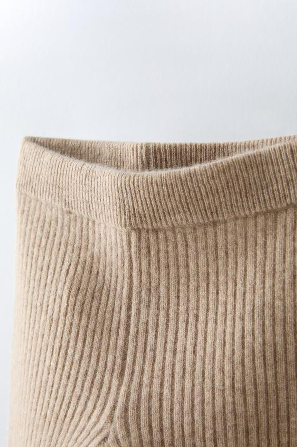 ZARA ЛЕГИНСЫ ИЗ КАШЕМИРА В РУБЧИК, ПЕСОЧНЫЙ С МЕЛАНЖЕВЫМ ЭФФЕКТОМ