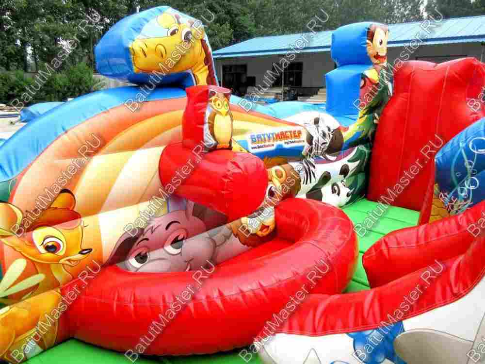 Коммерческий надувной батут "Царство зверей", размер 5*5*3,3 м