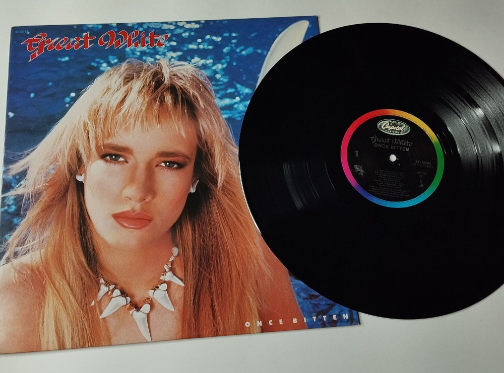Винтажная виниловая пластинка LP Great White Once Bitten (USA 1987)