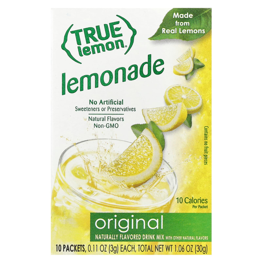 True Citrus, True Lemon, лимонад с оригинальным вкусом, 10 пакетиков, 30 г