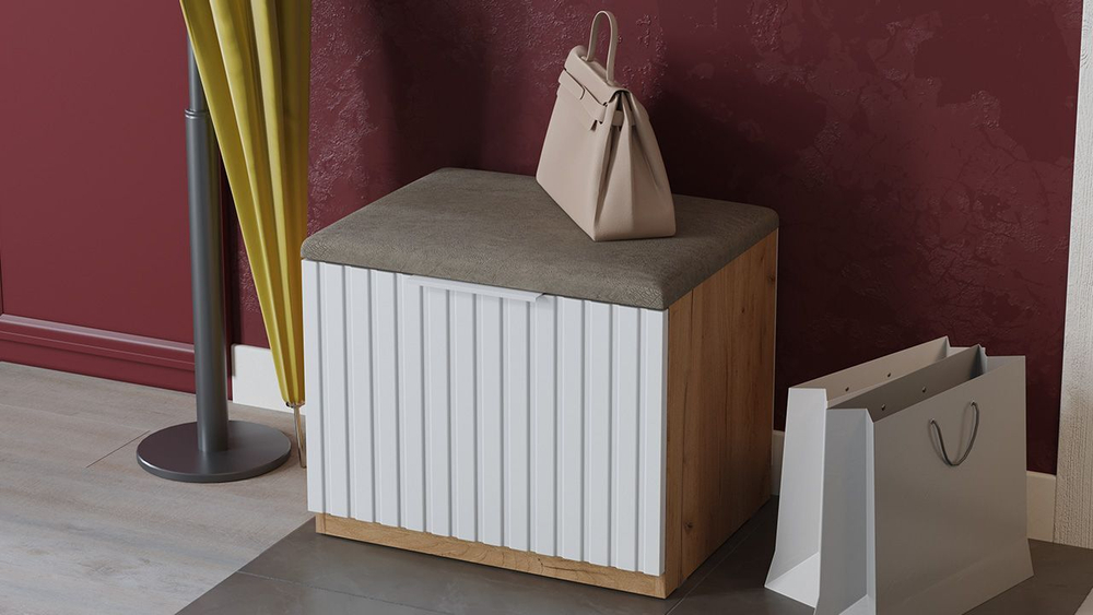 Прихожая с вешалкой комплект мебели Дуб Крафт золотой/Белый матовый 145х43х226 см