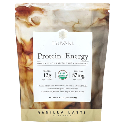 Truvani, Protein + Energy, ванильный латте, 450 г (15,87 унции)