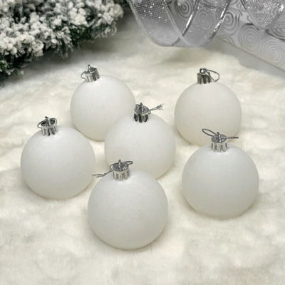 Набор шаров VELOUR «Нежный бархат» 6 см (набор 6 шт), Белый