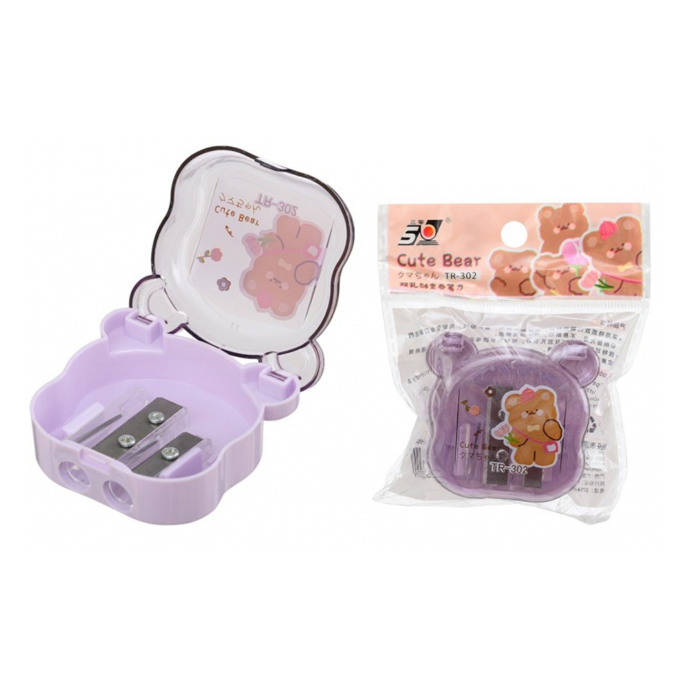 Точилка Basir, двойная, с контейнером, серия "Мишка", 5*4.5 см