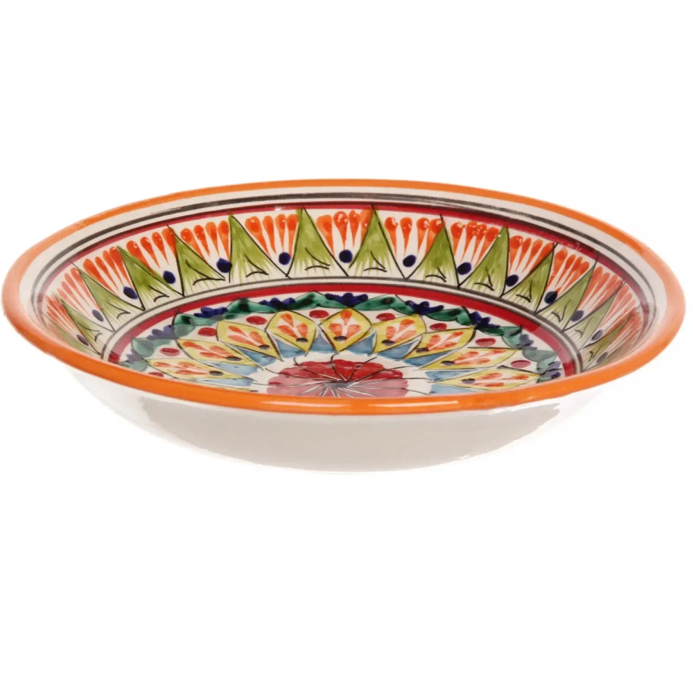 Тарелка плоская 19см оранжевая Риштанская Керамика