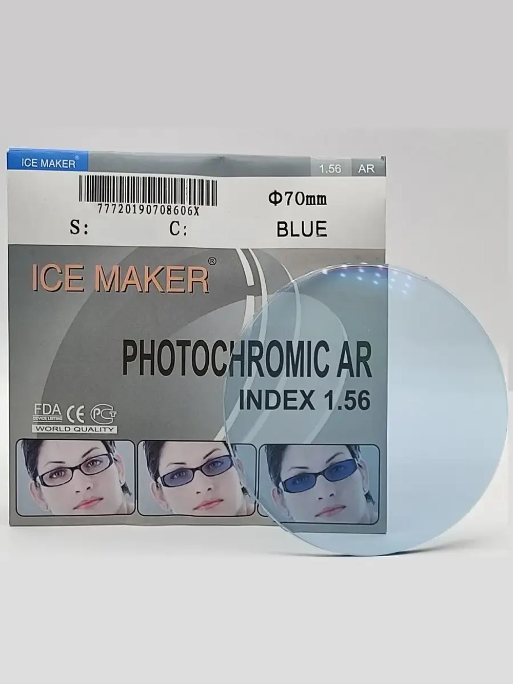 Линза для очков стигматич. 1шт  ICE MAKER +2.00 d 70 ind 1.5
