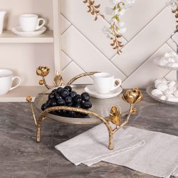 Фруктовница-конфетница Нимфея (поднос) Бронза Серебрянный