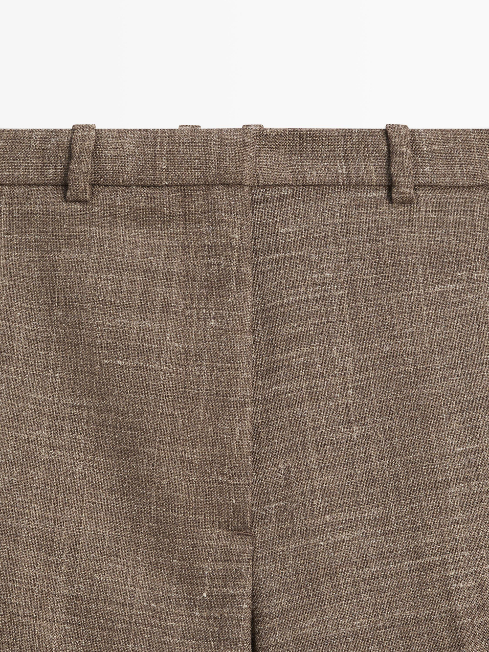 Massimo Dutti Широкие объемные брюки из шерстяной смеси, серо-коричневый