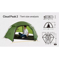 Палатка Naturehike Cloud Peak 20D Si 2-местная, алюминиевый каркас, зеленый