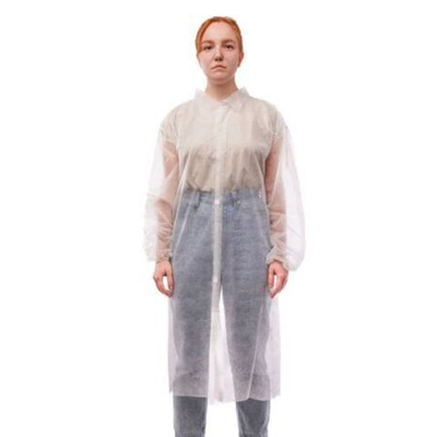 Халат на липучке белый (рукав на резинке), XL/110 см, 15 г/м2, № 10/150