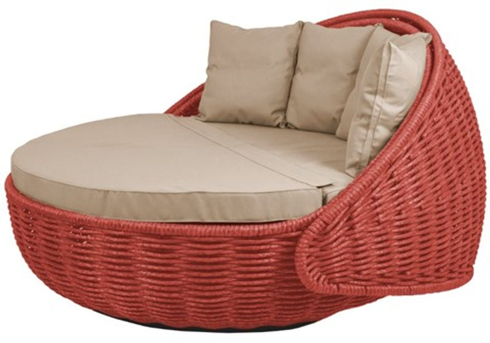 Круглый шезлонг Диван-кровать Nestbed (красный, подушка светло-серая)