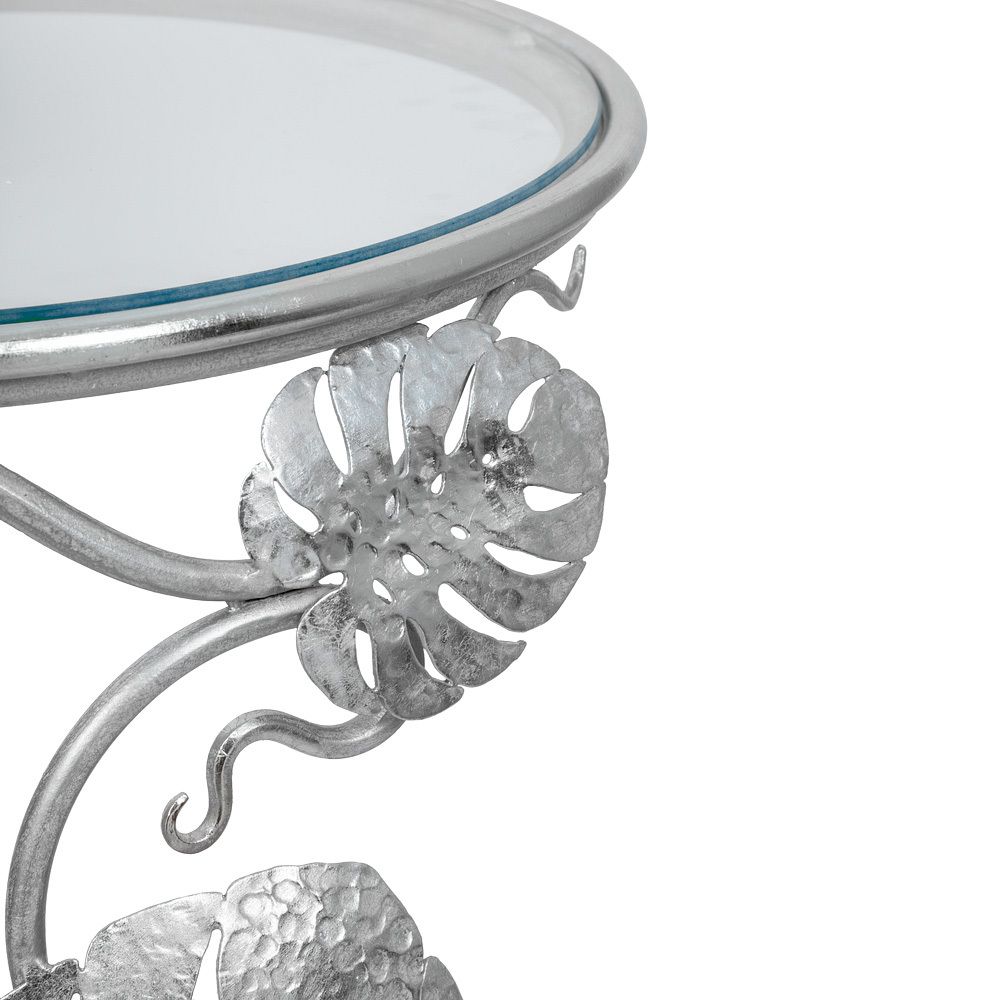 Столик приставной Monstera Deliciosa (Монстера) Античное серебро