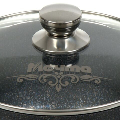 Кастрюля алюминий, антиприг, 4 л, с крыш, крышка стекло, кругл, Мечта, Гранит star, 44803И, сер