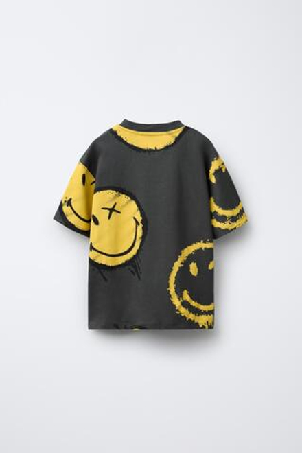 ZARA ФУТБОЛКА С ПРИНТОМ SMILEYWORLD ®, АНТРАЦИТОВО-СЕРЫЙ