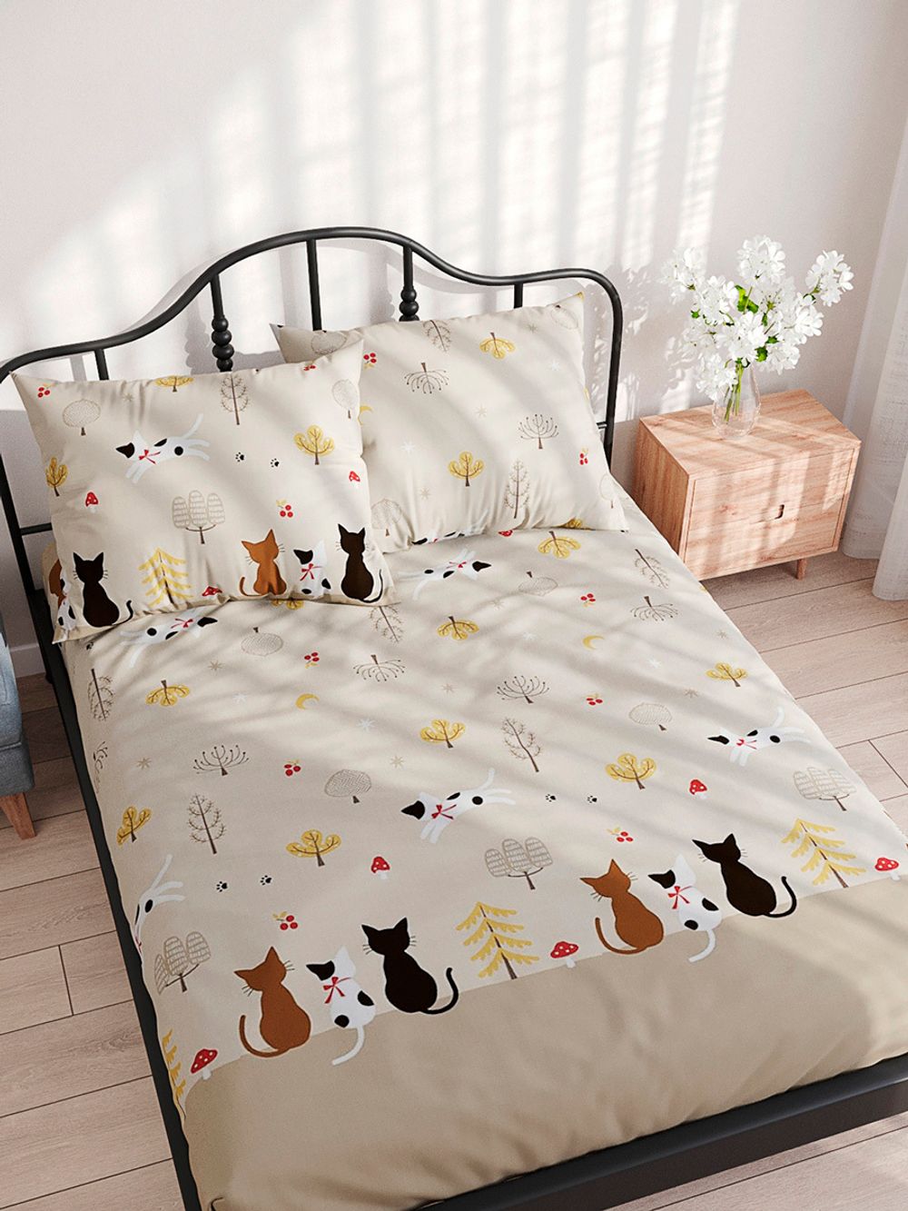 Простынь на резинке полисатин Simple House "Sitting" 120x200 см