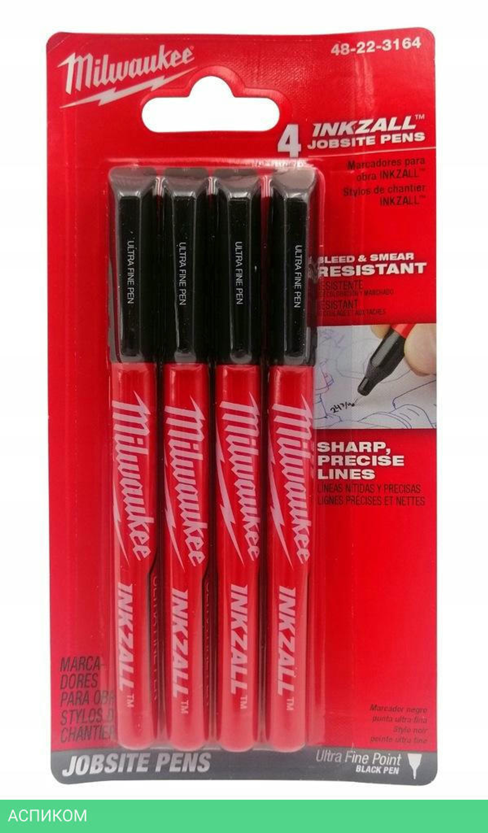 Текстовыделитель строительный Milwaukee Inkzall 24шт черный (4932492096)