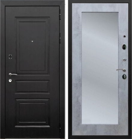 Входная металлическая дверь с зеркалом  (RеX) РЕКС 6 Лондон Венге / зеркало Пастораль Бетон темный 16мм