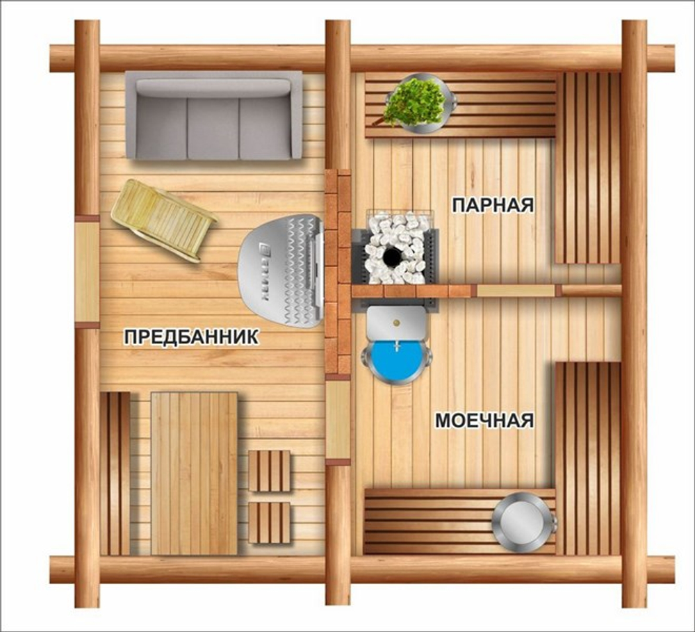 Дровяная печь для бани ERMAK 3D