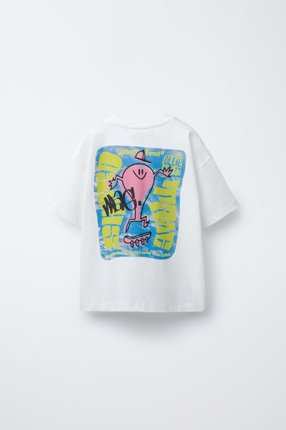 ZARA ФУТБОЛКА С ПРИНТОМ, БЕЛЫЙ