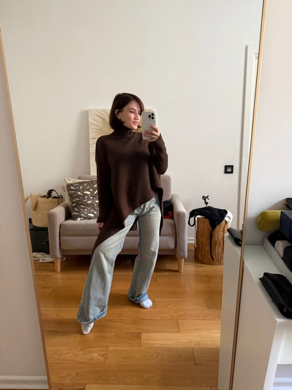 Асимметричный свитер ШОКОЛАД