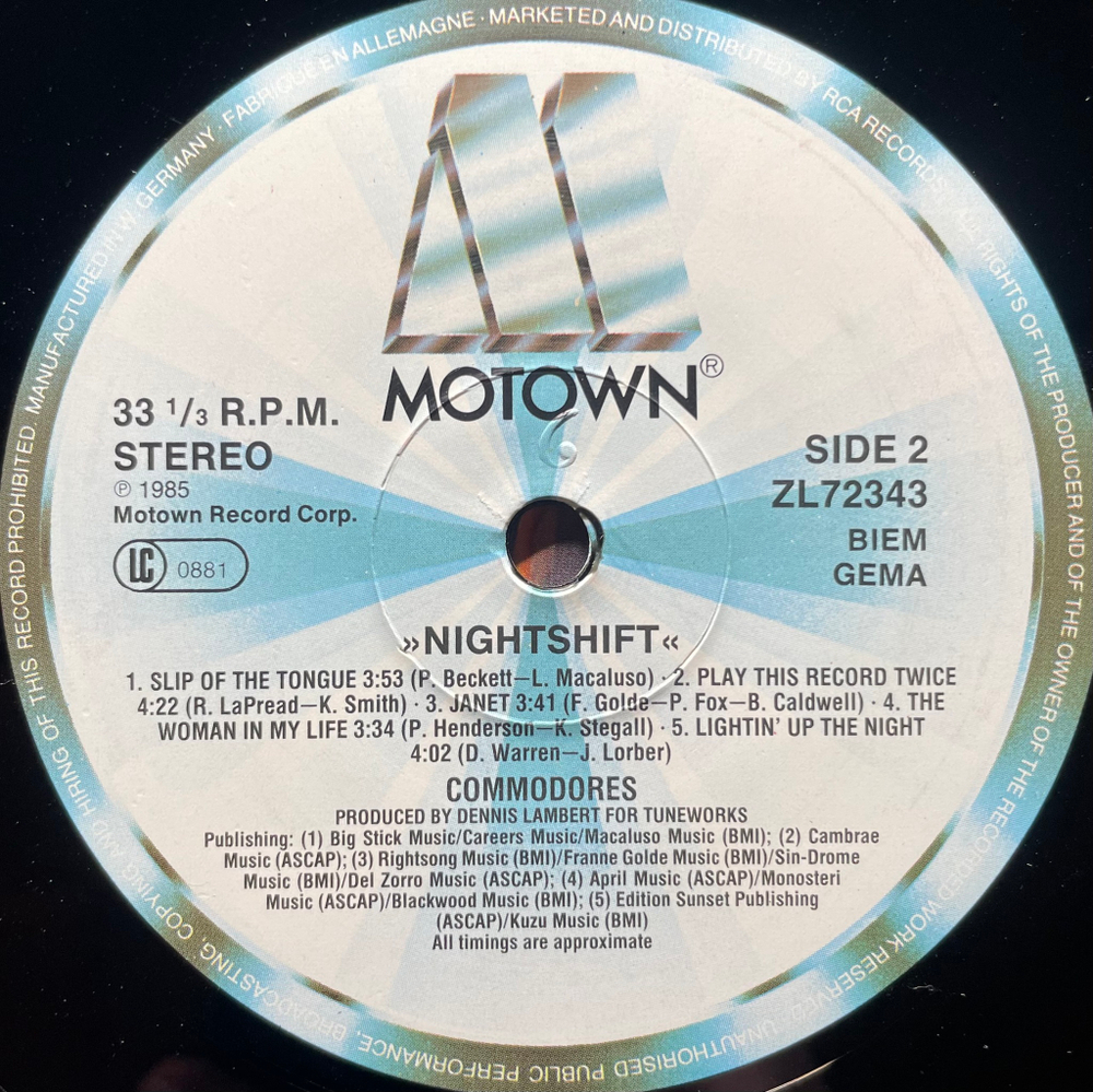 Commodores - Nightshift (Германия 1985г.)