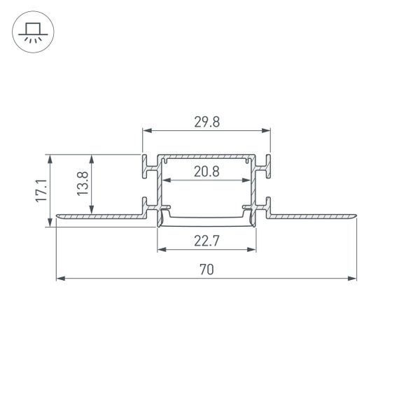Профиль встраиваемый Arlight Fantom-Bent-W23-Side-2000 Anod 040331(1)