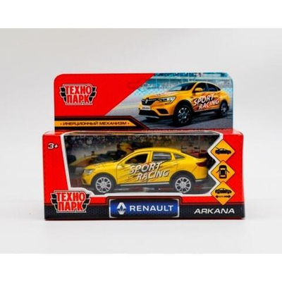 Модель ин. мет. "Renault Arkana спорт" 12см, двери, багаж, желтый, коробка ARKANA-12SRT-YE (Технопарк)