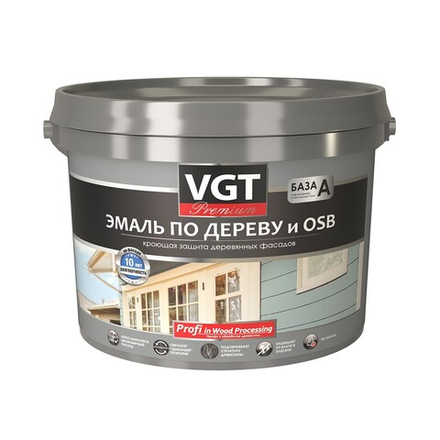 Эмаль по дереву и OSB VGT Premium, база A, супербелая, 10 кг