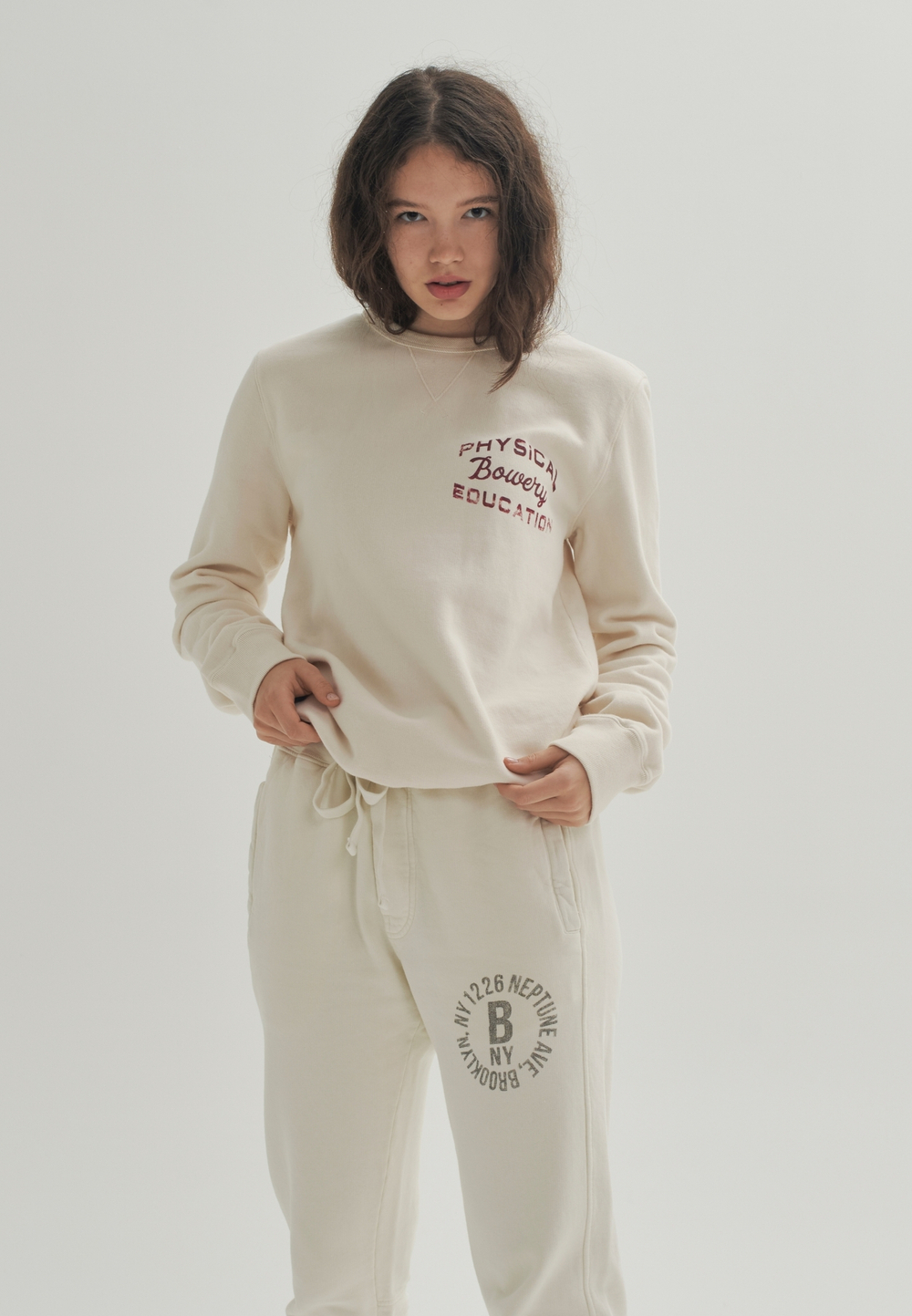 Свитшот Bowery NYC "Physical Education" Bordeaux / Off White