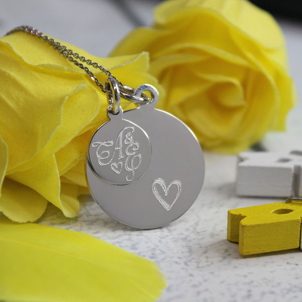 Двойной кулон подвеска из серебра с гравировкой на заказ