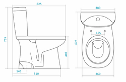 Унитаз-компакт Santek Анимо с сидением стандарт и вертикальным выпуском схема