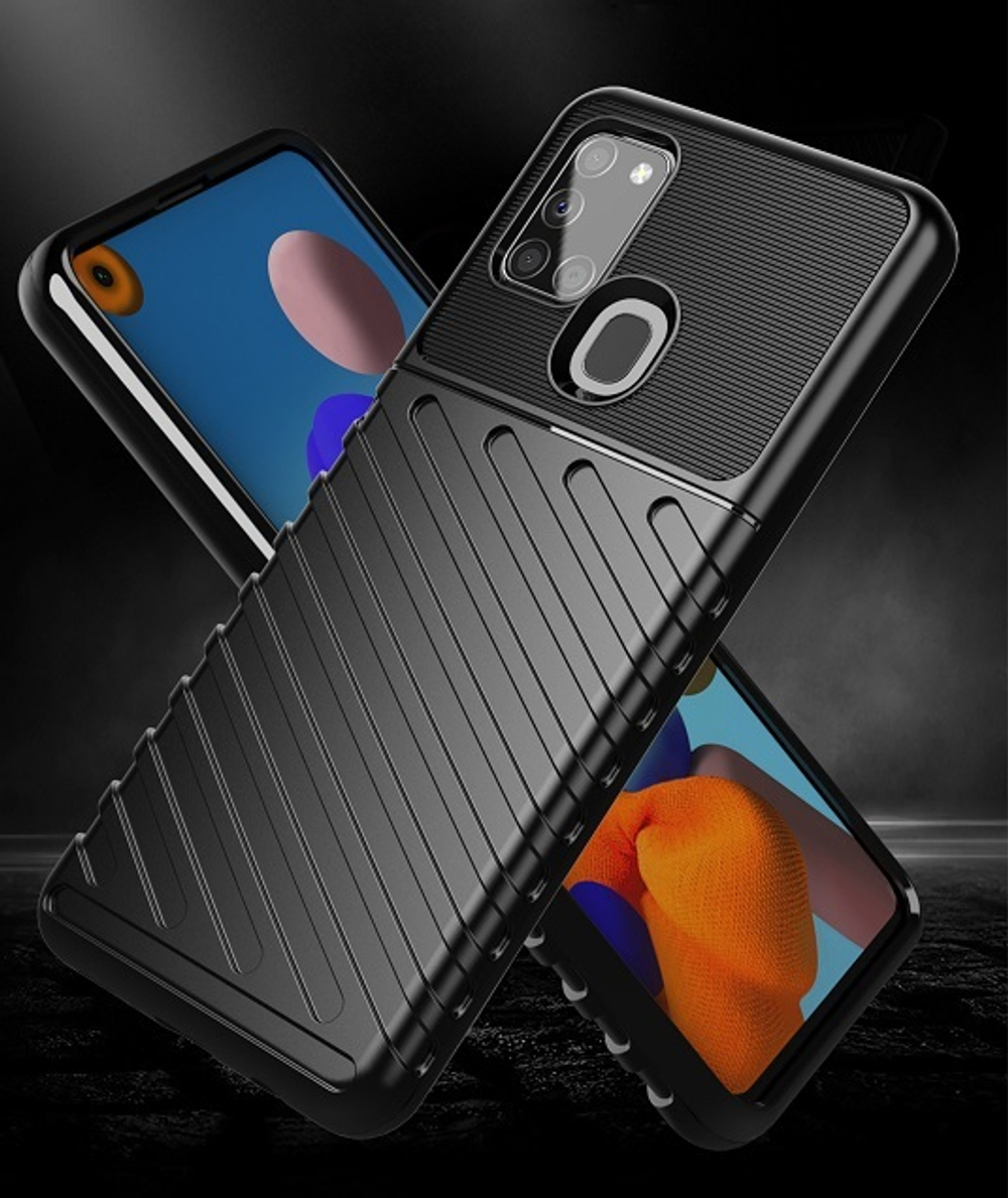 Противоударный чехол на Samsung Galaxy A21S черного цвета, серия Onyx от Caseport