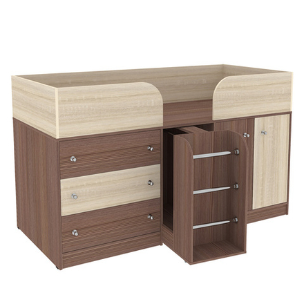 Кровать-чердак КарИВи Малыш 4 Бодего Темный Дуб Сонома