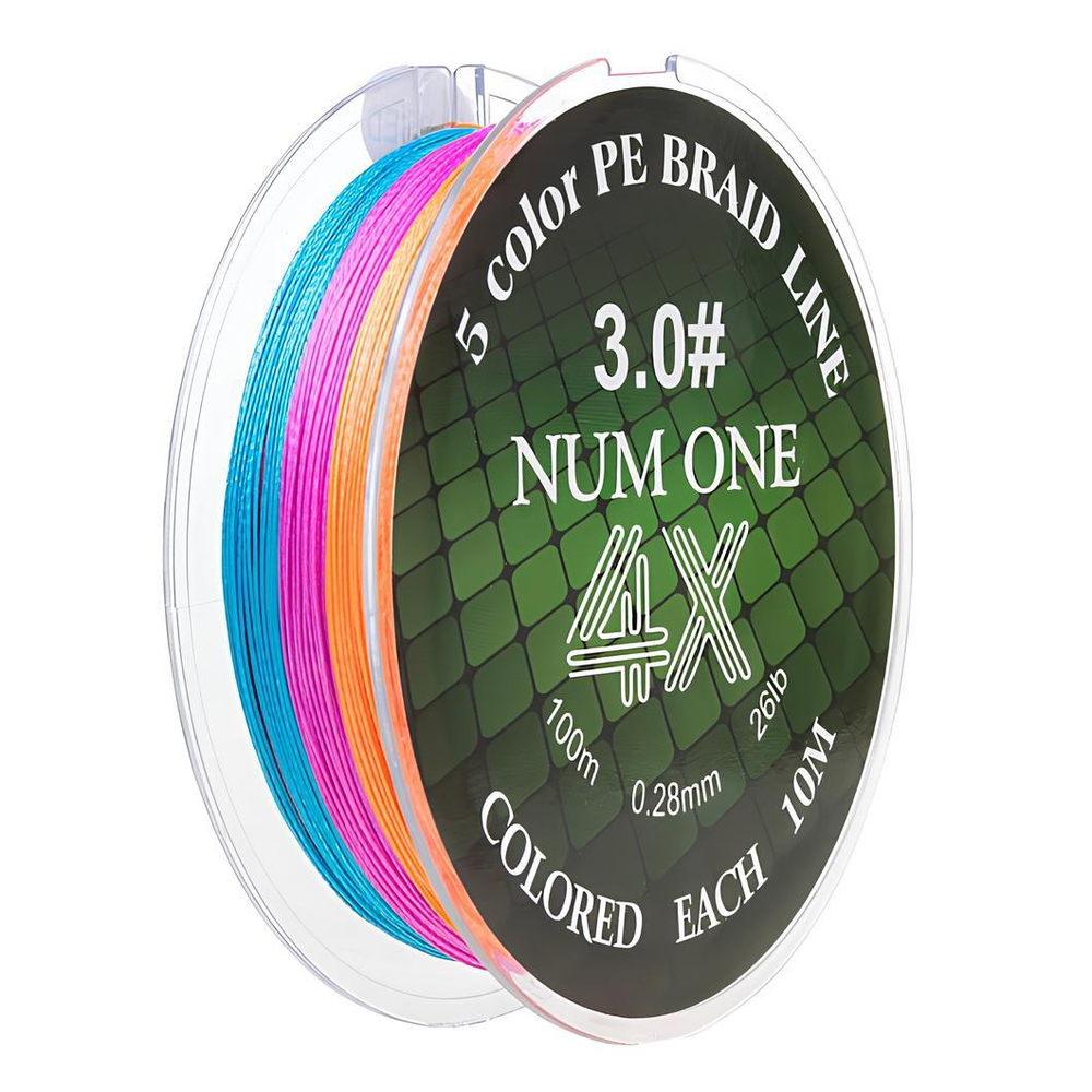 Шнур NUM ONE PE4X-100M 3.0#/0,285 mm Multi Colour