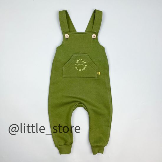 Полукомбинезон из футера с начесом, Хаки