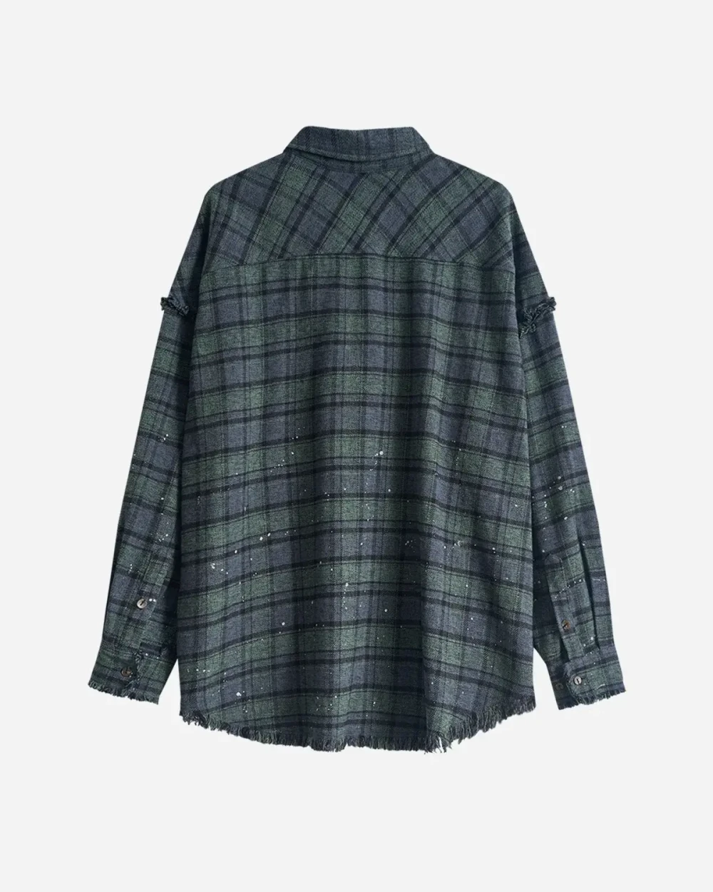 Рубашка в клетку с необработанным краем сине-зеленая