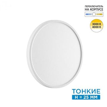7659/24L MITRA LED SN 089 Светильник пластик/белый LED 24Вт 3000/4000K D300 IP40 ALFA WHITE