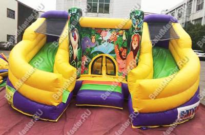 Коммерческий надувной батут "Двойная горочка" с закругленными скатами