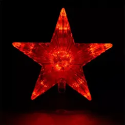 Светодиодная макушка Звезда красная, 10 LED ламп, 15*15 см., 220В, зеленый провод, Vegas (55097)