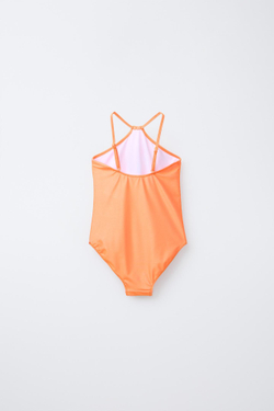 ZARA КУПАЛЬНИК С ЦВЕТОЧНЫМ ПРИНТОМ, ОРАНЖЕВЫЙ