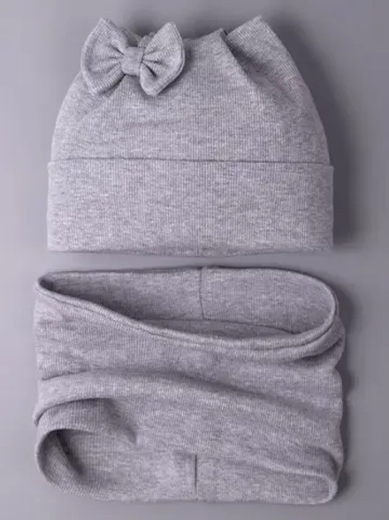 Шапка для девочки осенняя с ушками и снуд