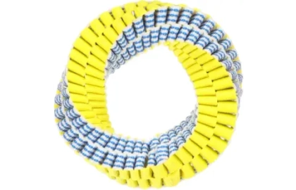 FLAMINGO GLOWA Игрушка для собак "Кольцо", голубой/желтый, PP-пластик, 15*15*4 см